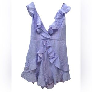 Revolve x Superdown Ruffled Tie Purple‎ Romper Size XS Modern Romantic Coquette